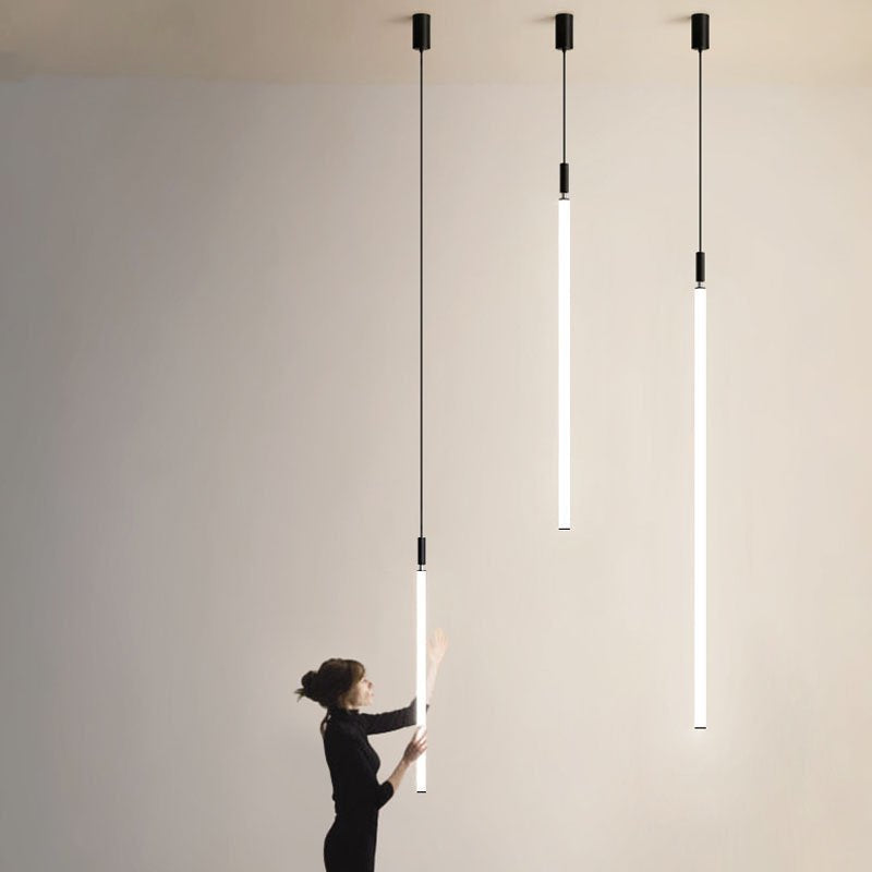 Sleek Modern Long Tube Pendant Light