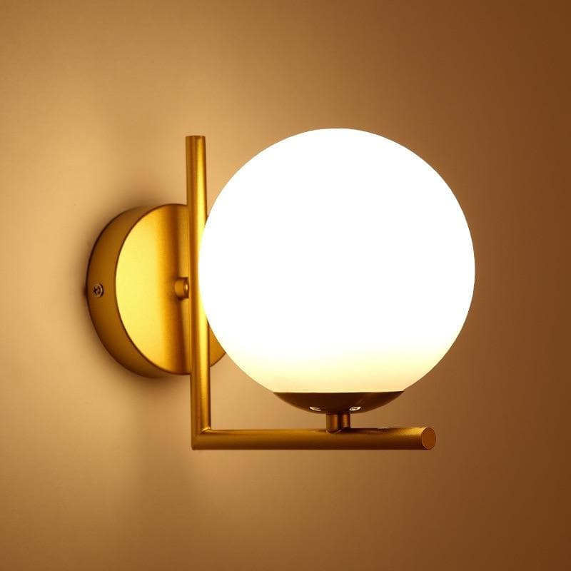 Glass Orb Angular Base Wall Light