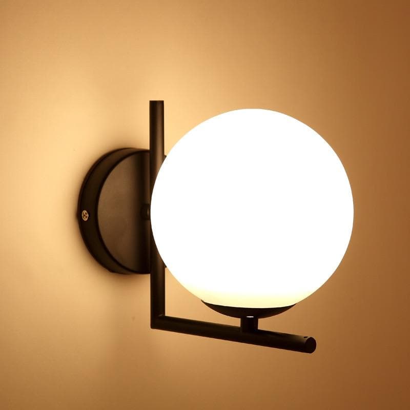 Glass Orb Angular Base Wall Light