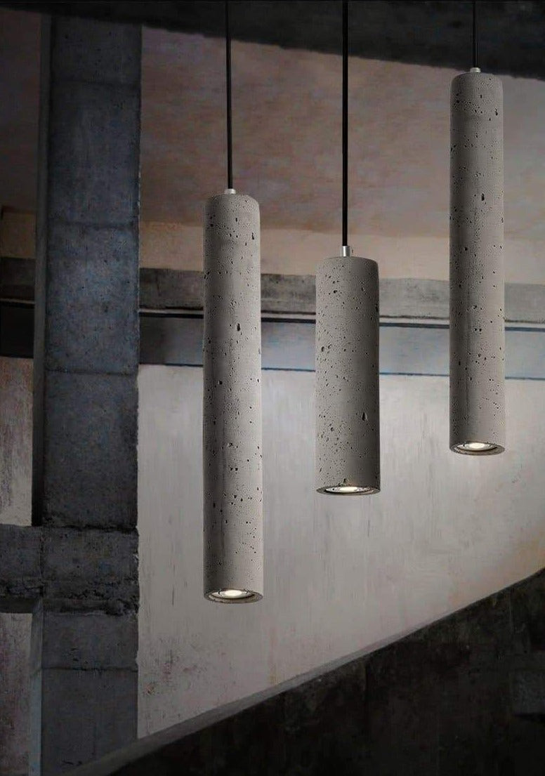 Sleek Concrete Tube Pendant Lamp