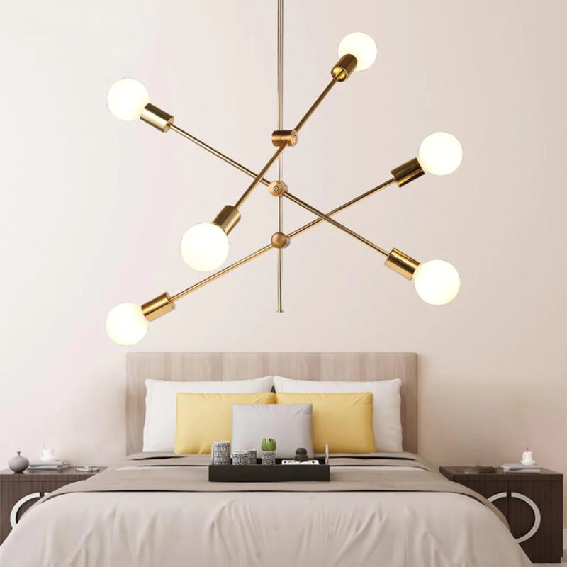 Contemporary Gold Rod Chandelier Lighting