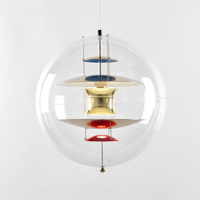 Vintage Sphere Fixture Acrylic Metal Pendant Light