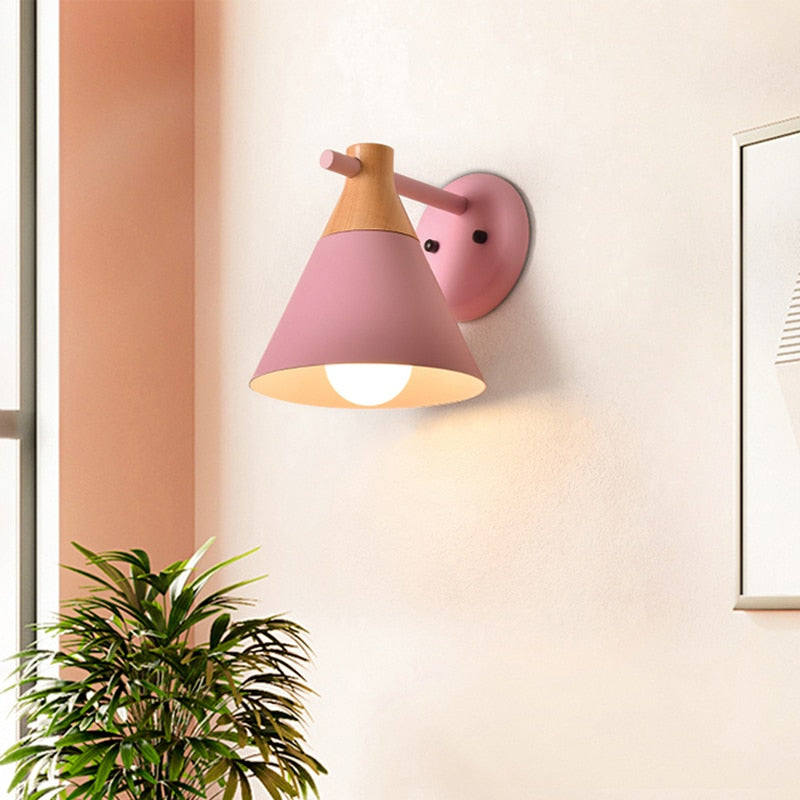 Colorful Cone Wood Wall Light