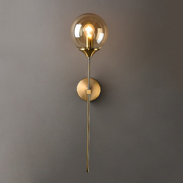 Gold Base Glass Globe Wall Light