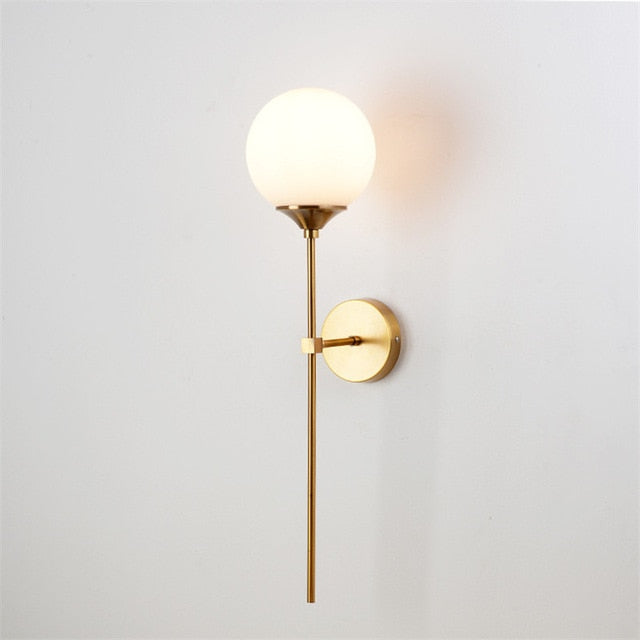 Gold Base Glass Globe Wall Light