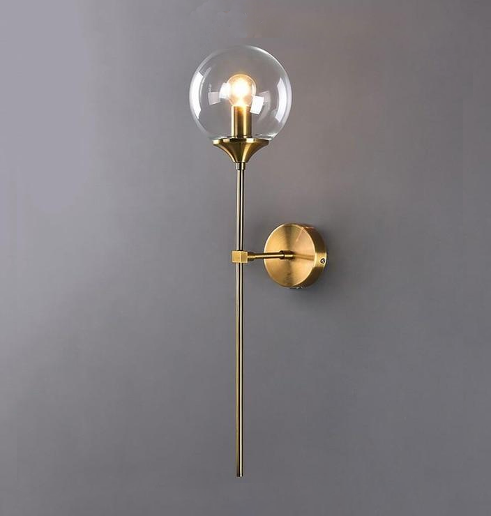 Gold Base Glass Globe Wall Light