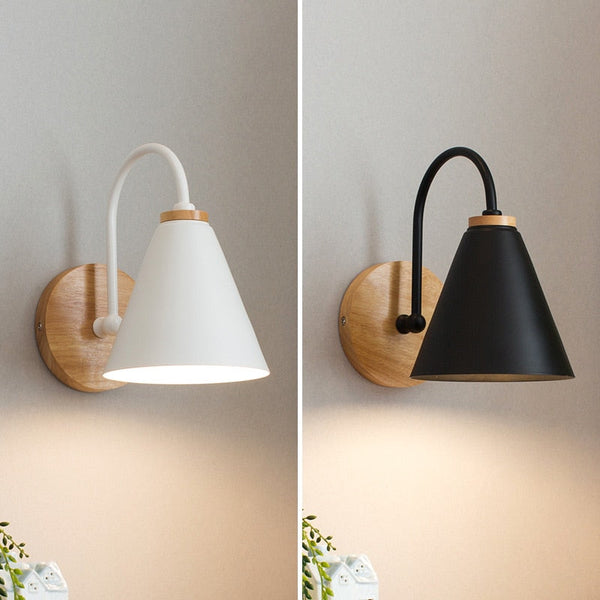 Wooden LED Curved Iron Wall Lamp