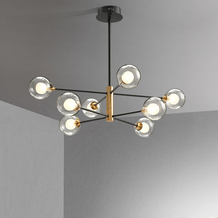 Metal Stick Glass Bulb Chandelier Light