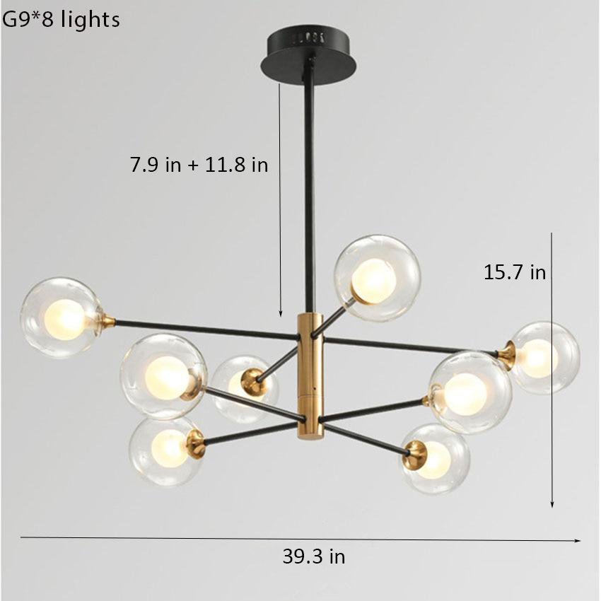 Metal Stick Glass Bulb Chandelier Light