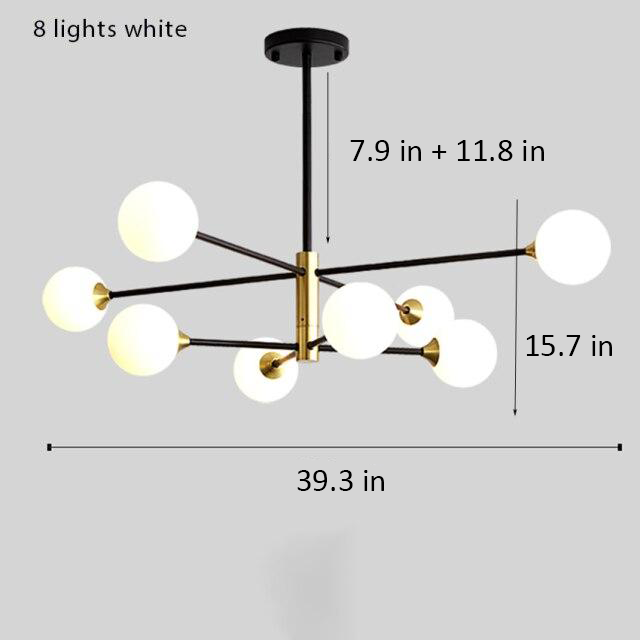 Metal Stick Glass Bulb Chandelier Light