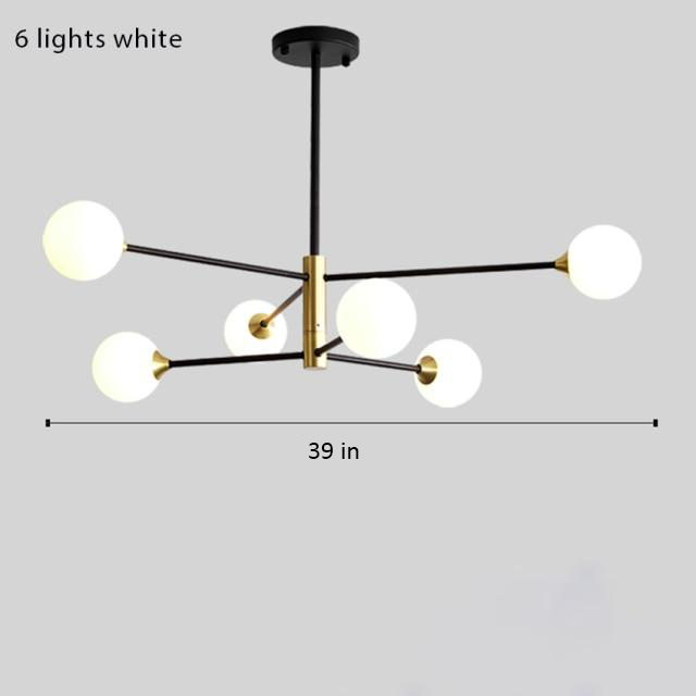 Metal Stick Glass Bulb Chandelier Light