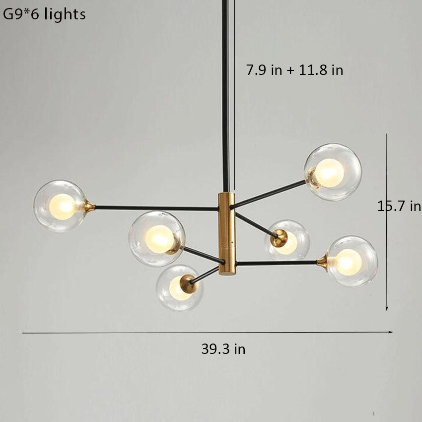 Metal Stick Glass Bulb Chandelier Light