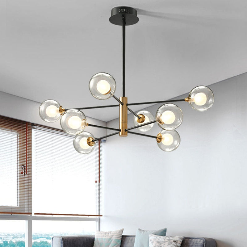 Metal Stick Glass Bulb Chandelier Light