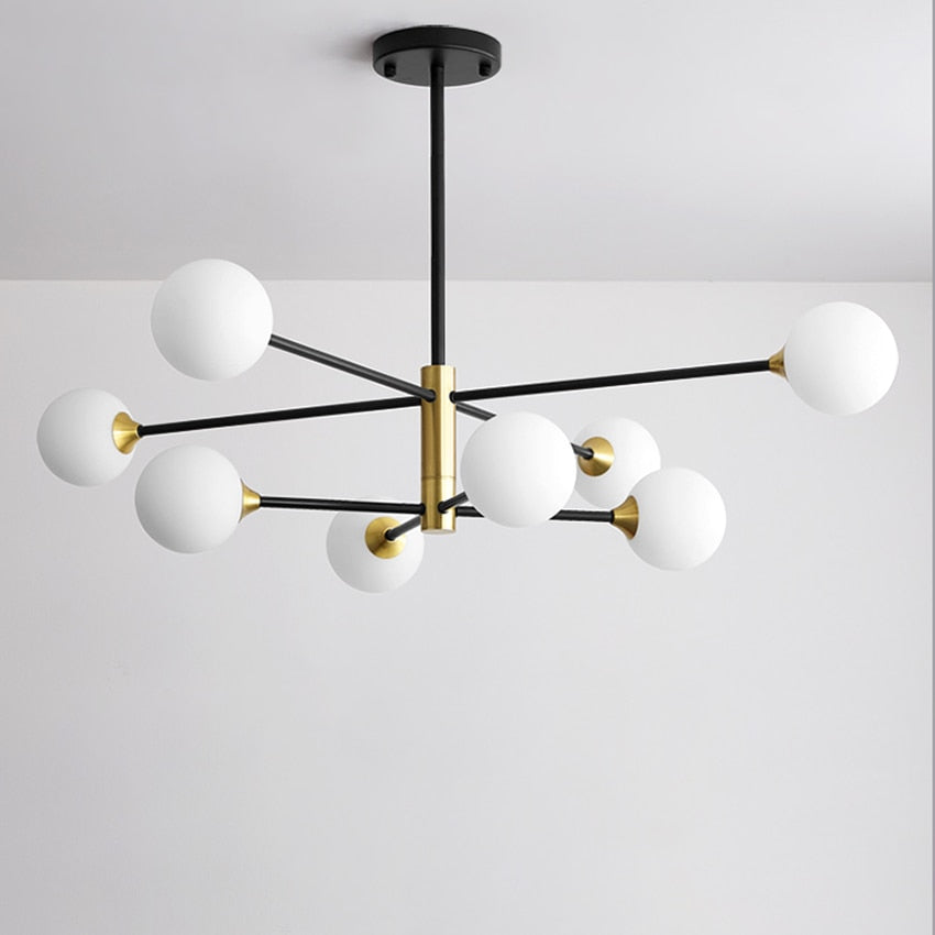 Metal Stick Glass Bulb Chandelier Light