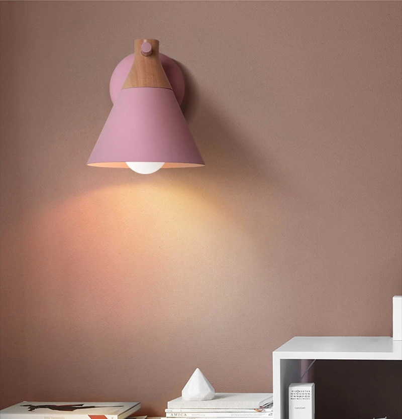 Colorful Cone Wood Wall Light