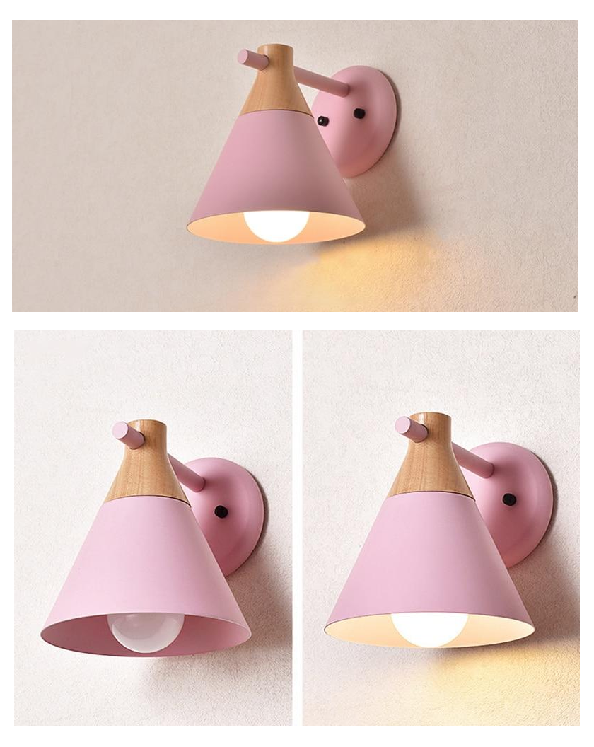 Colorful Cone Wood Wall Light