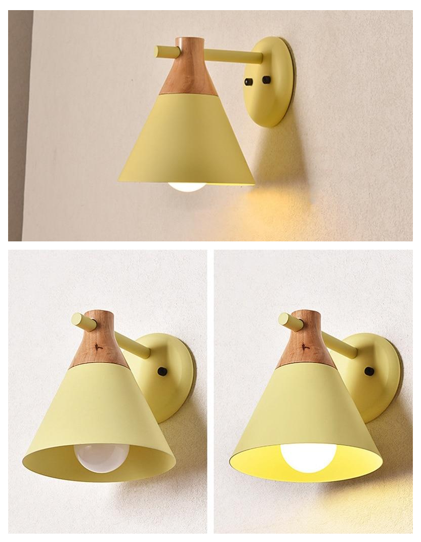 Colorful Cone Wood Wall Light