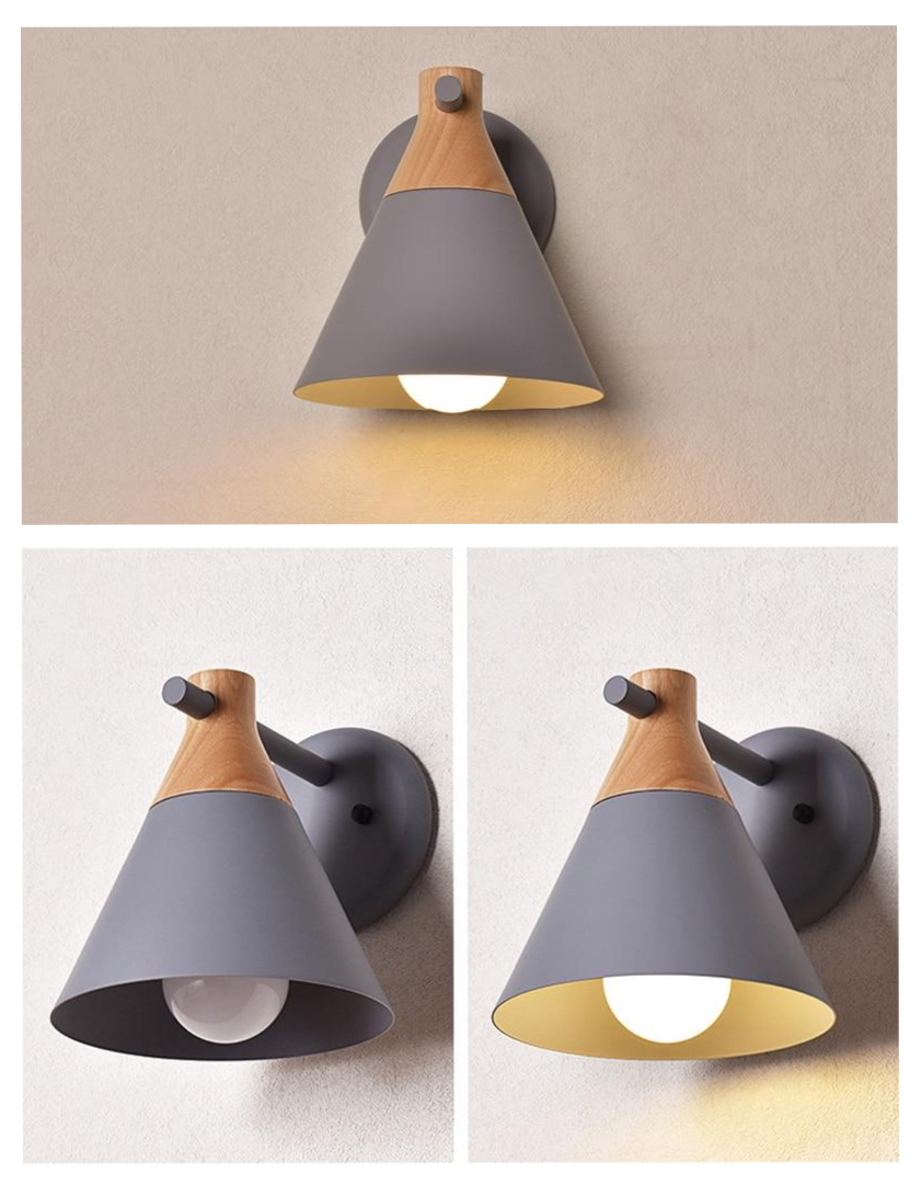 Colorful Cone Wood Wall Light