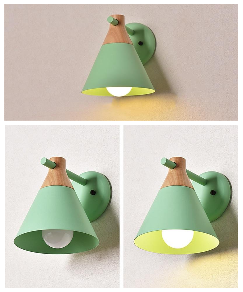 Colorful Cone Wood Wall Light