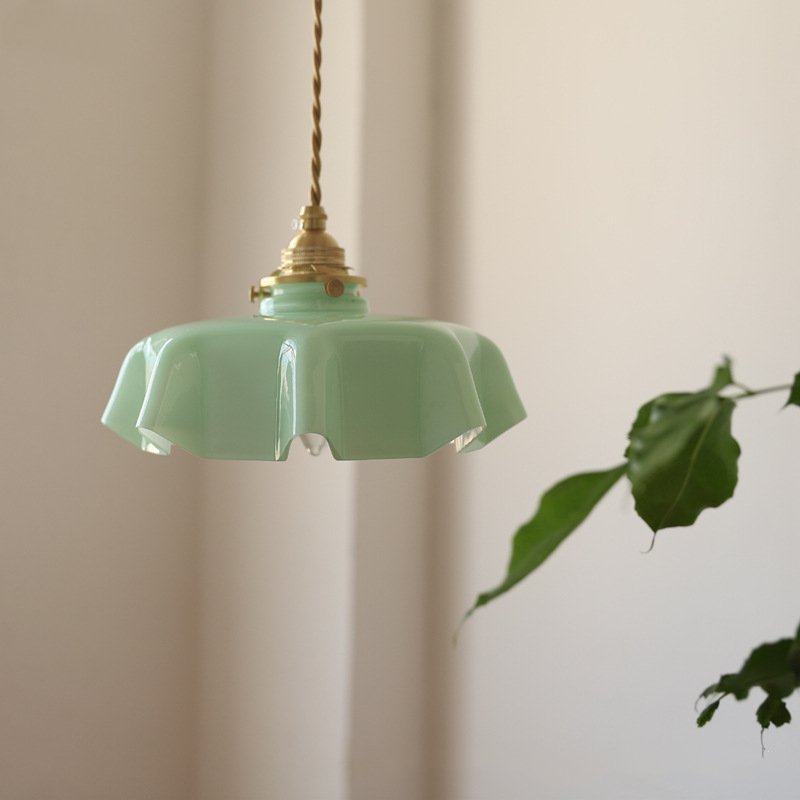 French Glass Floral Pendant Light