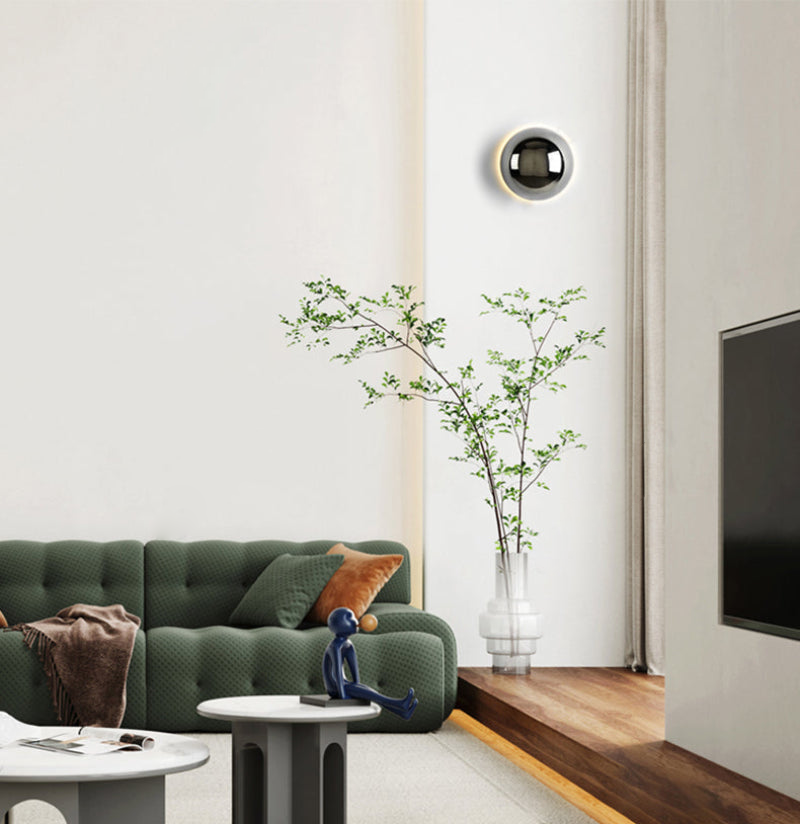Round Metallic Wall Sconce Lamp